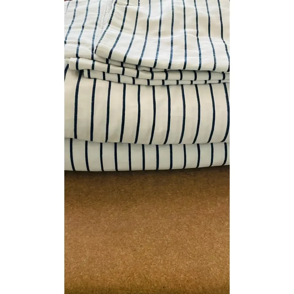 Lauren Ralph Lauren Spencer King Sheet Set Navy/White Stripe 4Pc 100% Cotton NEW